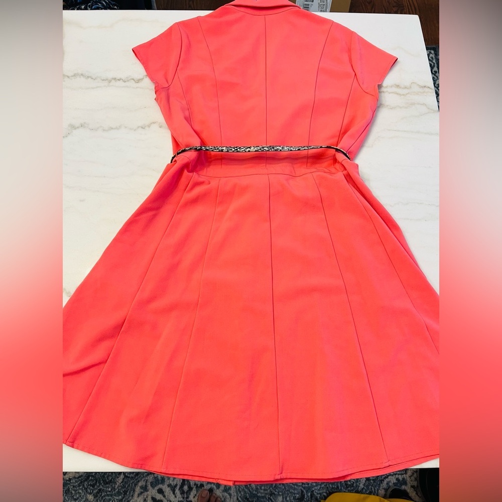 New York and Co Pink Stretch Button-Down Dress with Belt Size M - Picture 4 of 7